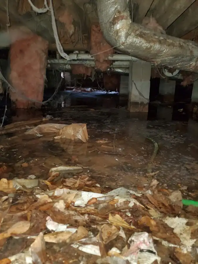 Crawl space flood assessment for Commercial Water Damage Restoration in Lower Moreland