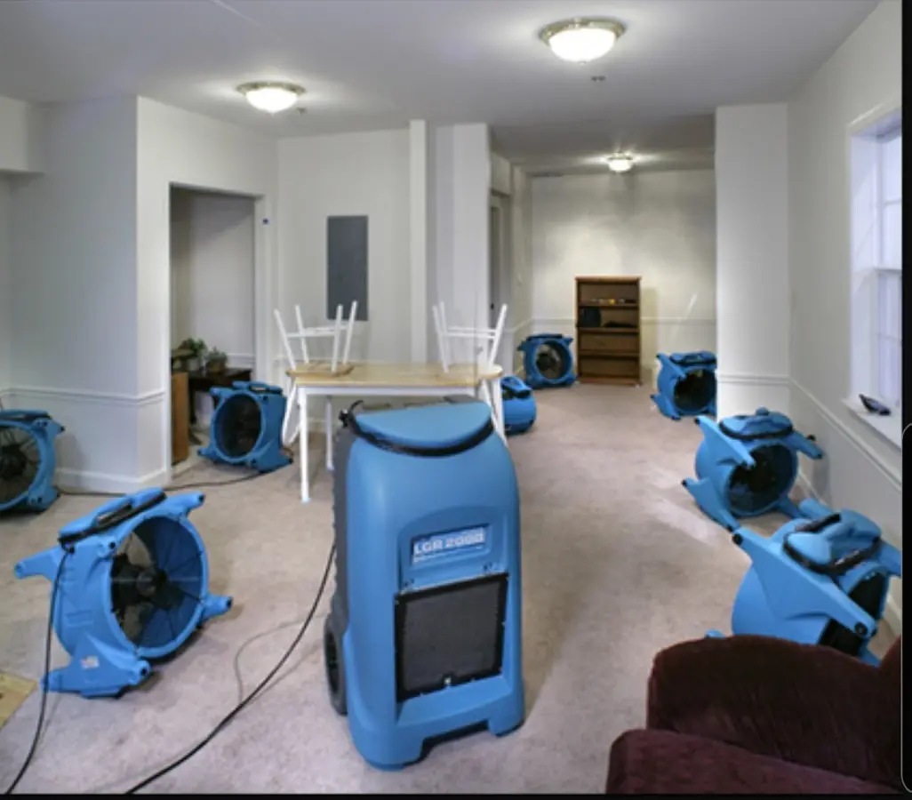 Air movers and dehumidifier setup for Water Extraction & Removal in Lower Moreland